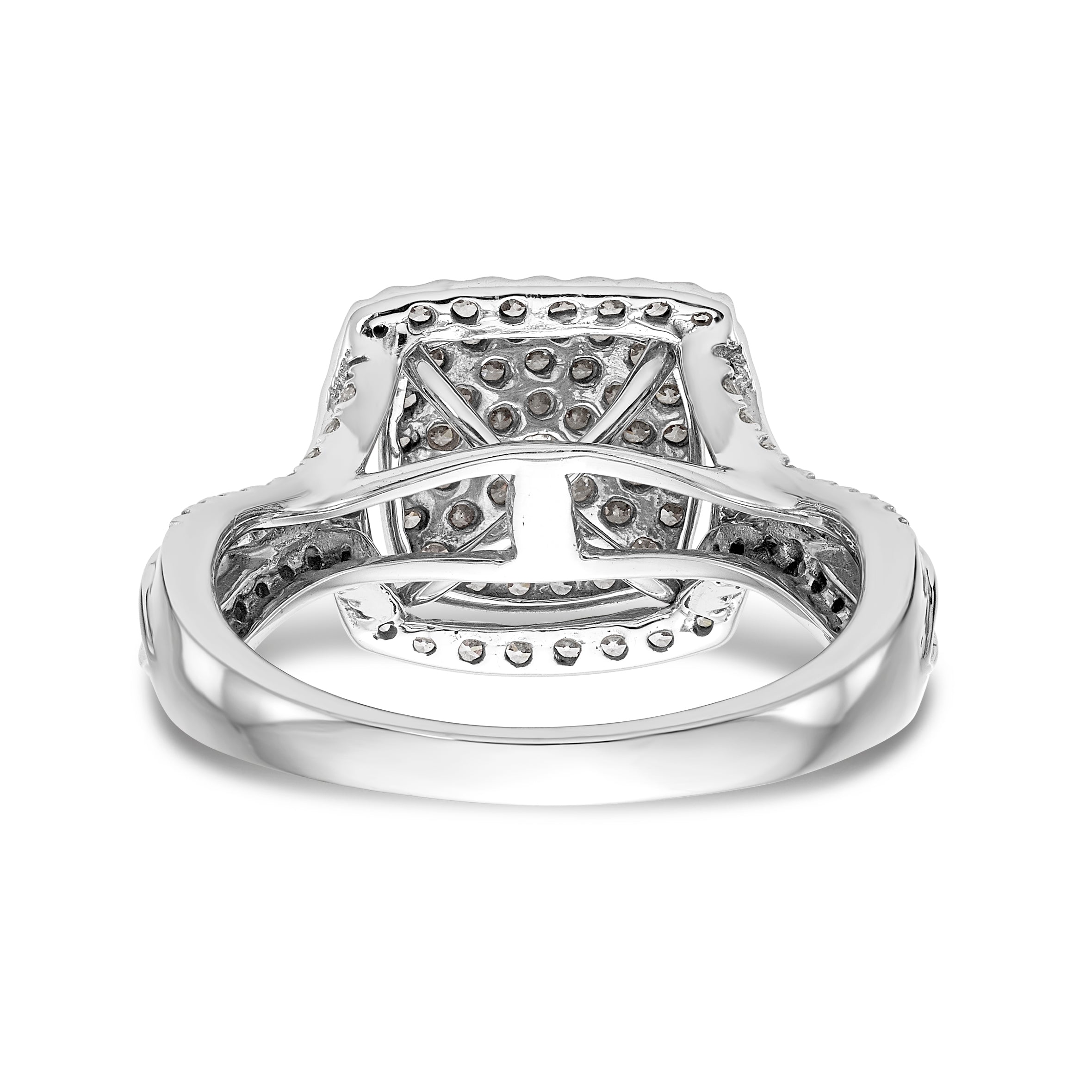 14K Weißgold Ring mit Diamant-Cluster