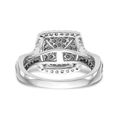 14K Weißgold Ring mit Diamant-Cluster