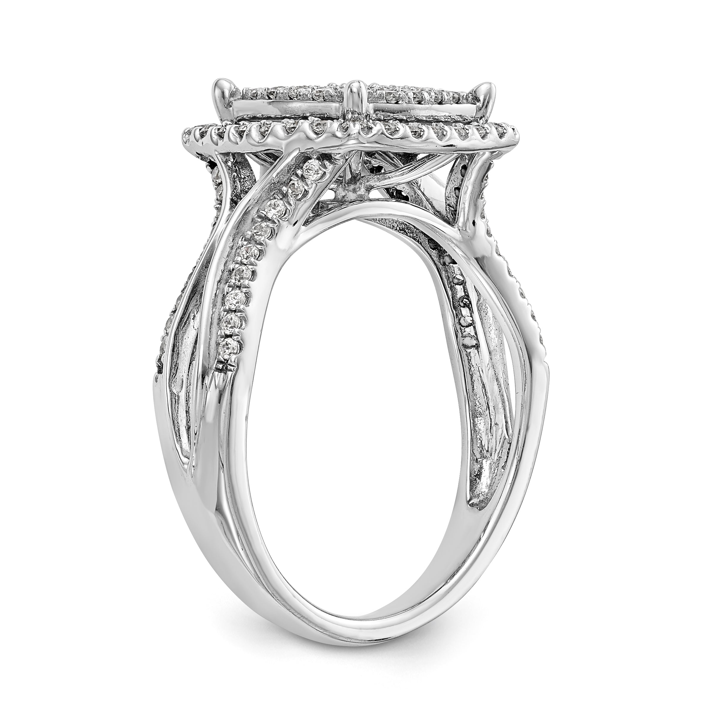14K Weißgold Ring mit Diamant-Cluster