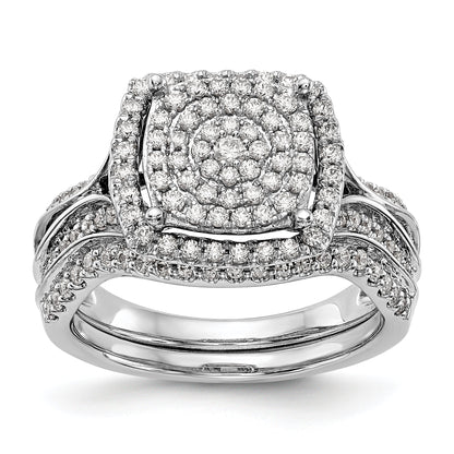 14K Weißgold Ring mit Diamant-Cluster