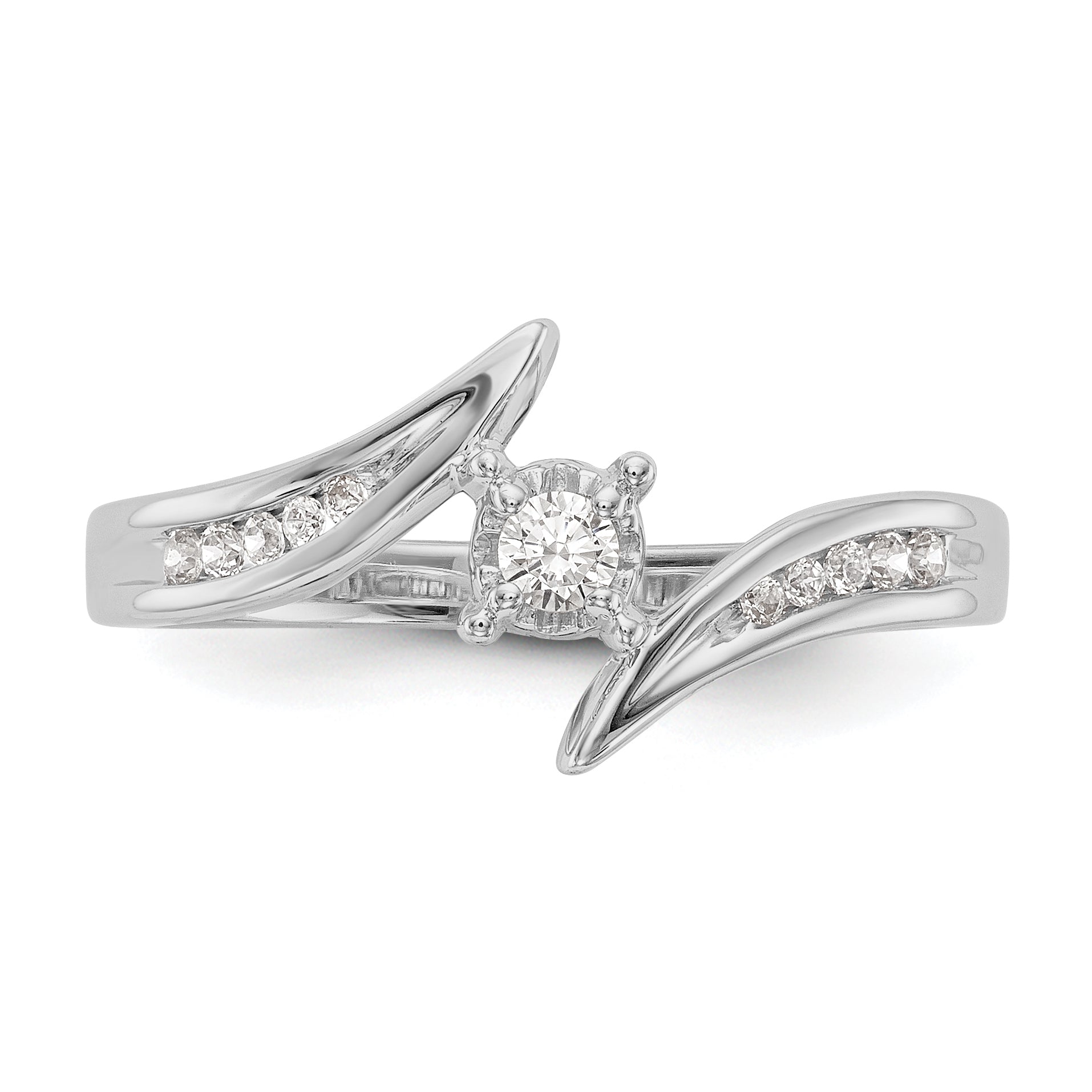 14K Weißgold Diamant Verlobungsring rund