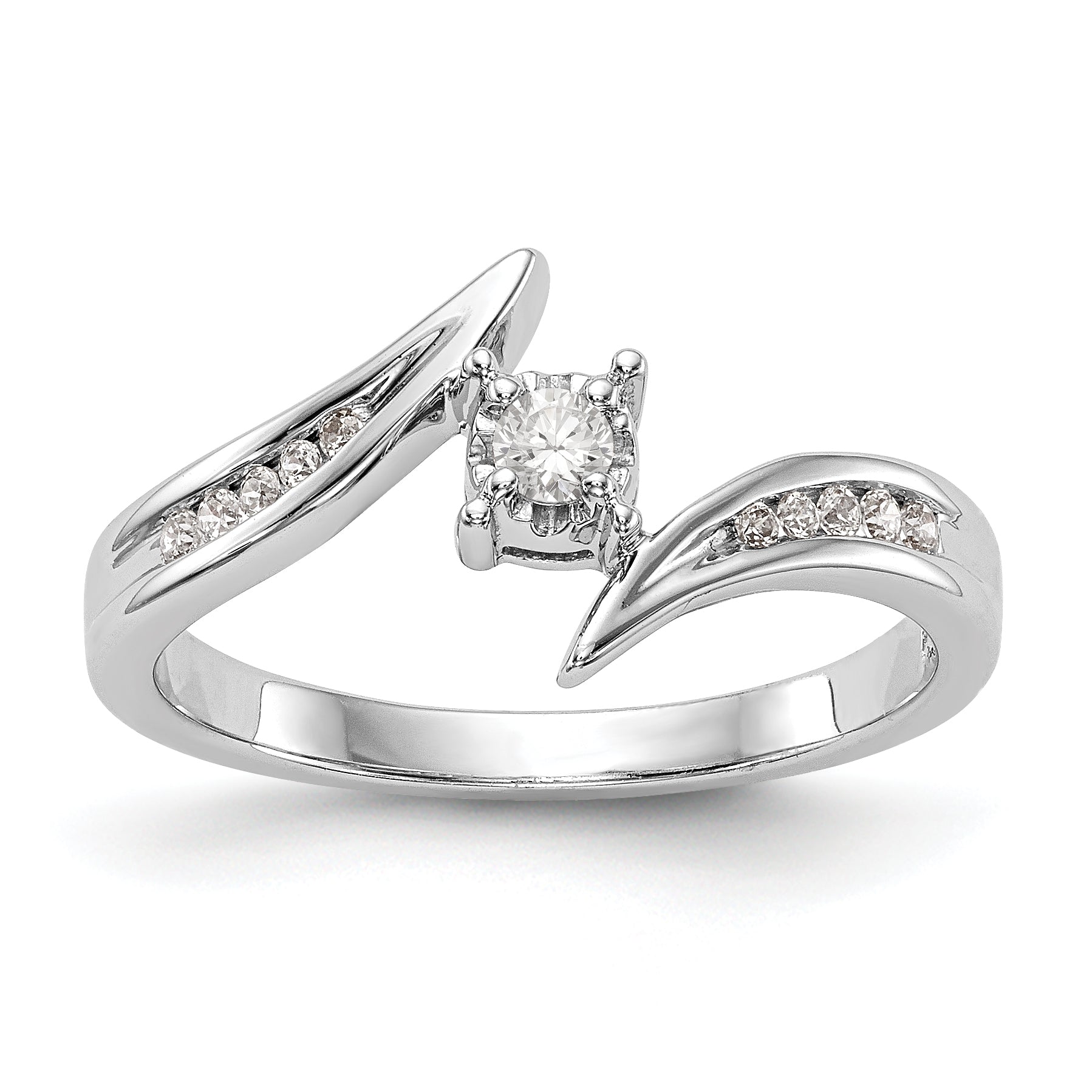 14K Weißgold Diamant Verlobungsring rund