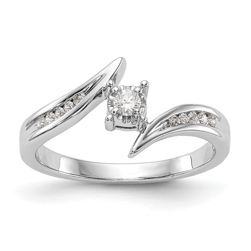 14K Weißgold Diamant Verlobungsring rund