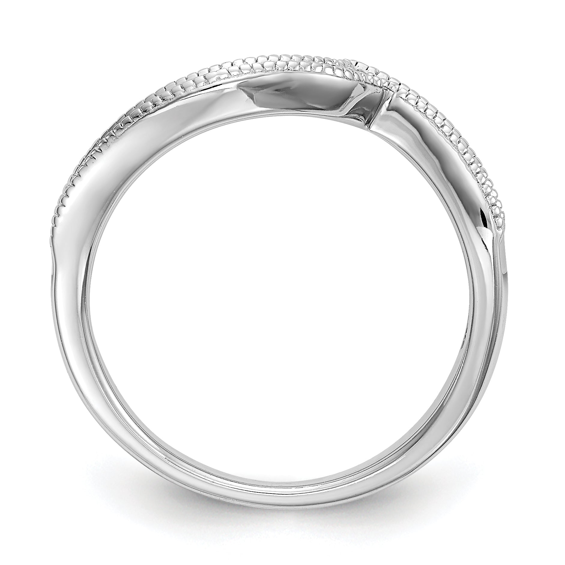 14K Weißgold Diamant Ehering, konturiert