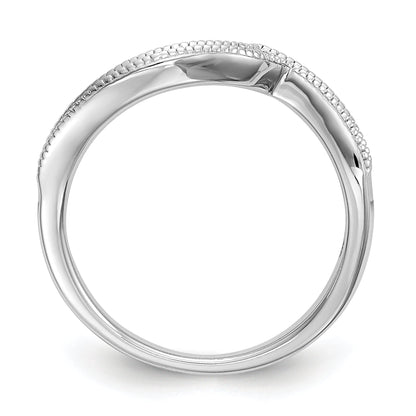 14K Weißgold Diamant Ehering, konturiert