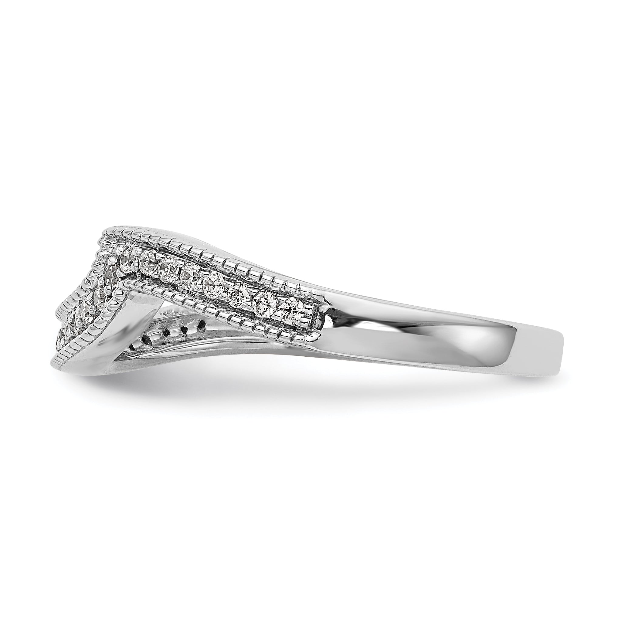 14K Weißgold Diamant Ehering, konturiert