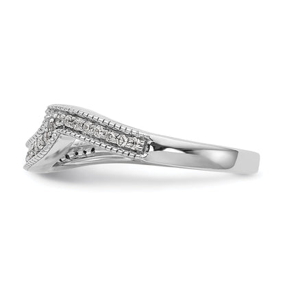 14K Weißgold Diamant Ehering, konturiert