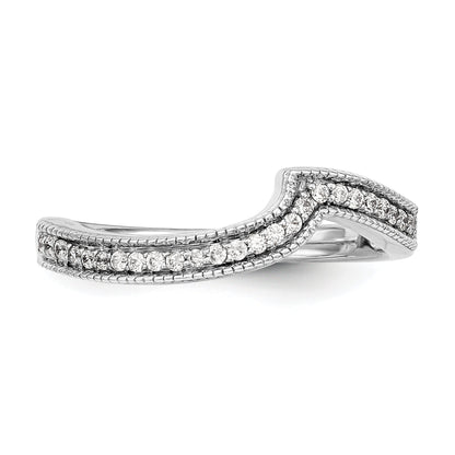 14K Weißgold Diamant Ehering, konturiert