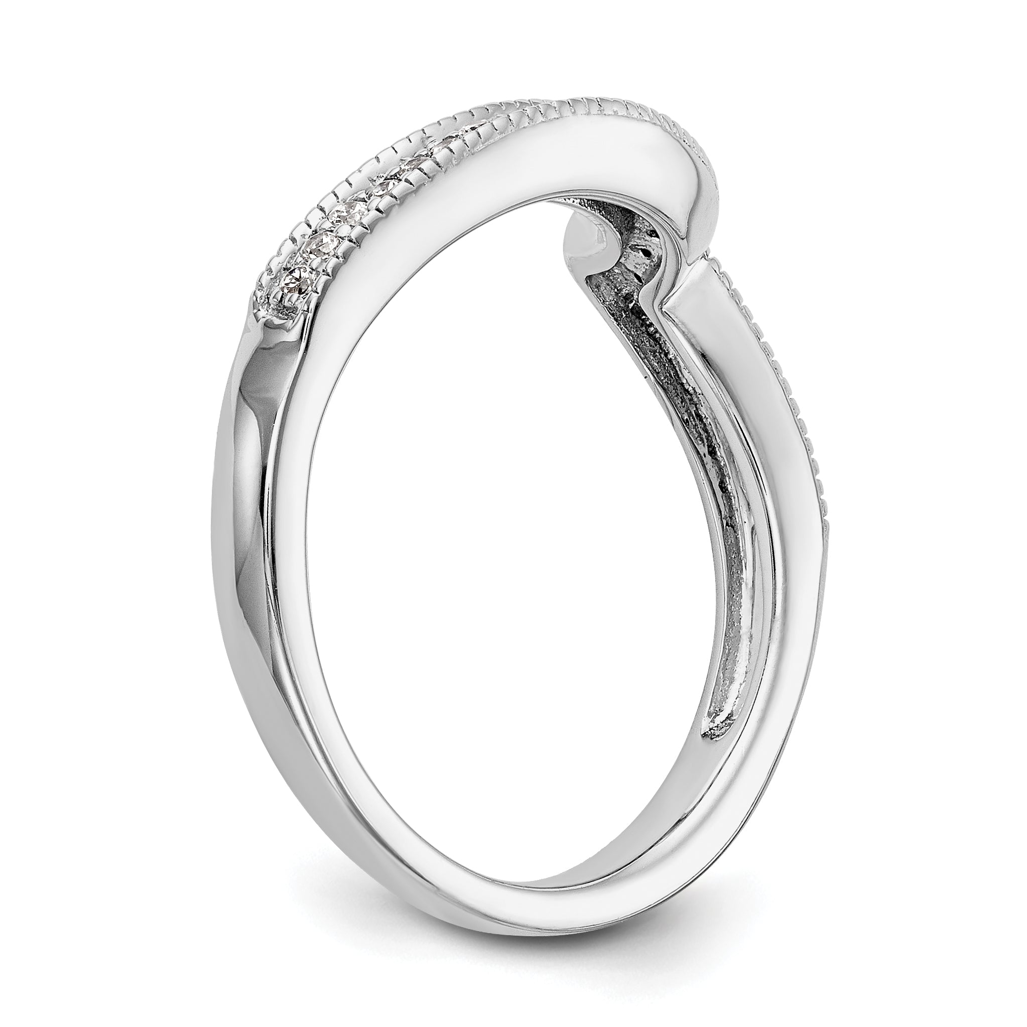 14K Weißgold Diamant Ehering, konturiert