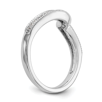14K Weißgold Diamant Ehering, konturiert