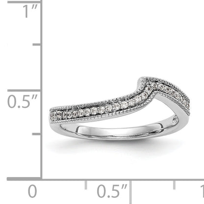 14K Weißgold Diamant Ehering, konturiert