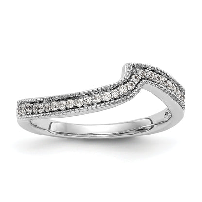14K Weißgold Diamant Ehering, konturiert
