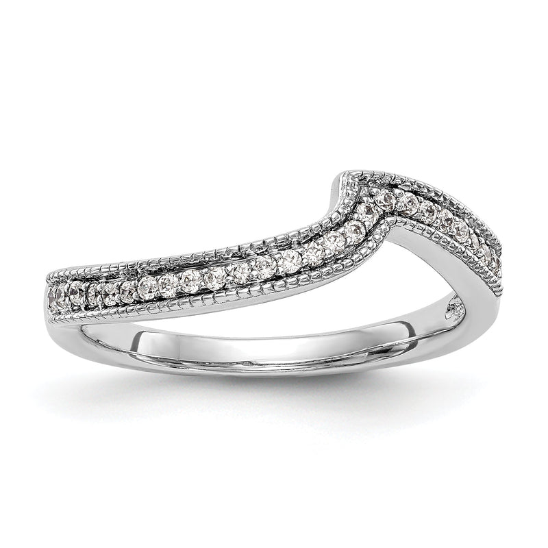 14K Weißgold Diamant Ehering, konturiert