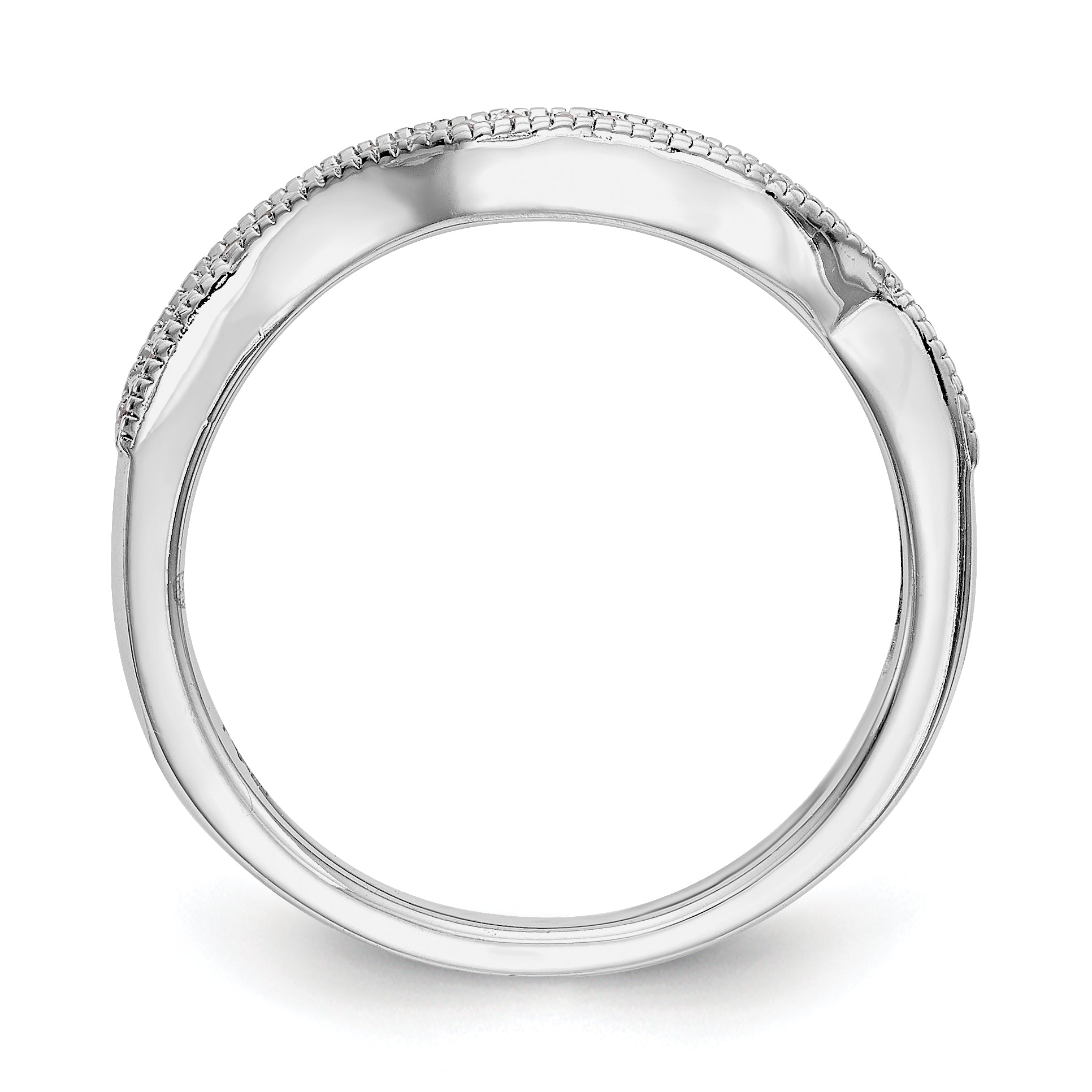 14K Weißgold Diamant-Ehering, konturiert