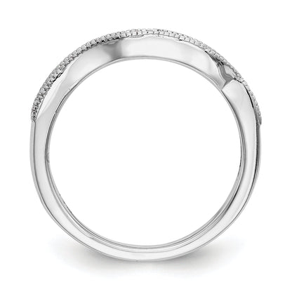 14K Weißgold Diamant-Ehering, konturiert