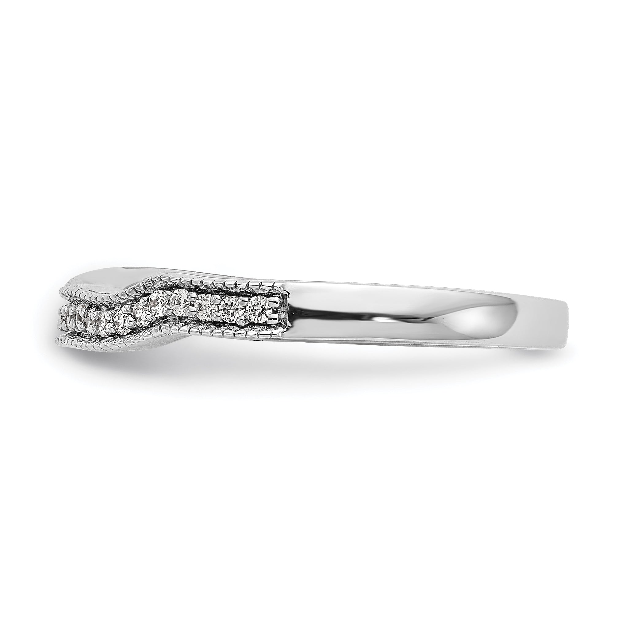 14K Weißgold Diamant-Ehering, konturiert