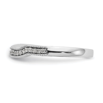 14K Weißgold Diamant-Ehering, konturiert