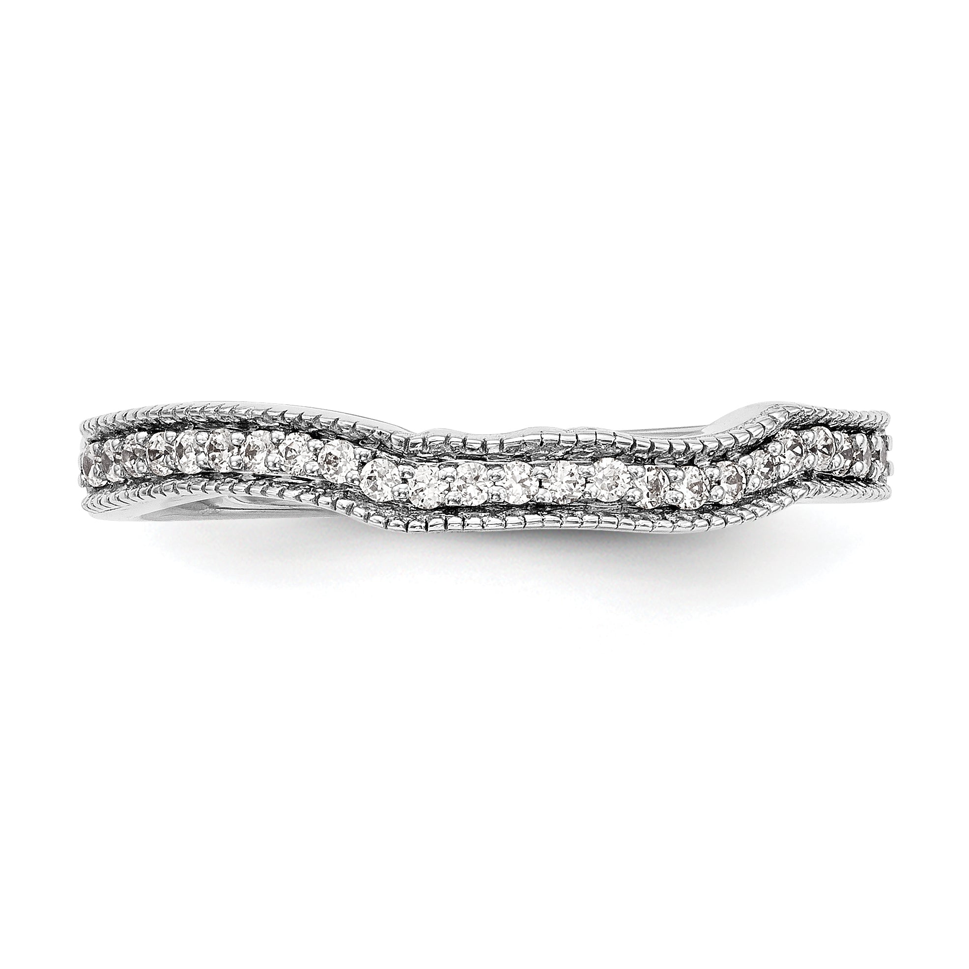 14K Weißgold Diamant-Ehering, konturiert