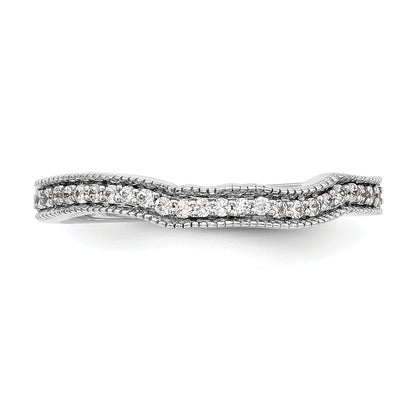 14K Weißgold Diamant-Ehering, konturiert