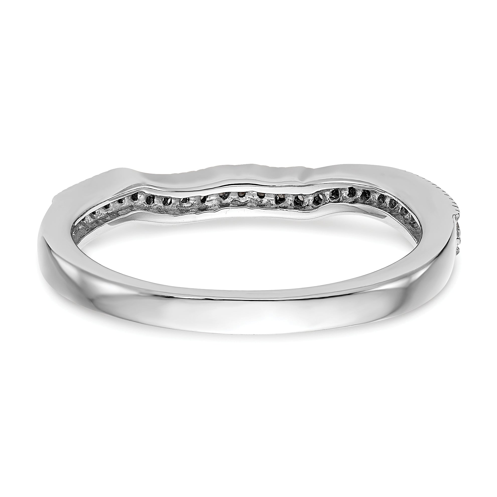 14K Weißgold Diamant-Ehering, konturiert