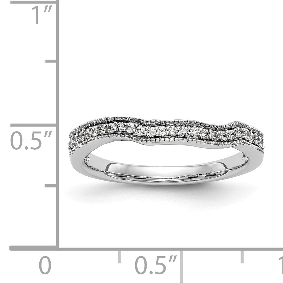 14K Weißgold Diamant-Ehering, konturiert