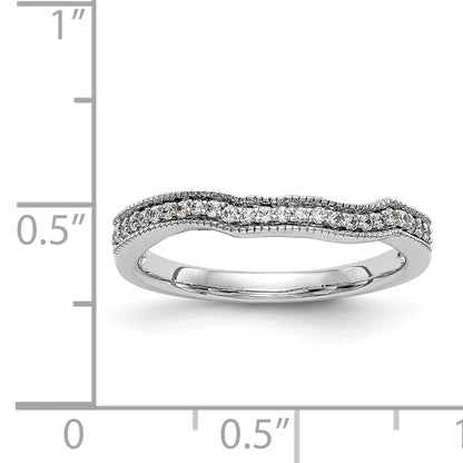 14K Weißgold Diamant-Ehering, konturiert