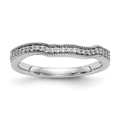 14K Weißgold Diamant-Ehering, konturiert