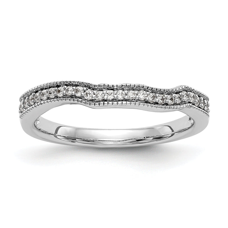 14K Weißgold Diamant-Ehering, konturiert