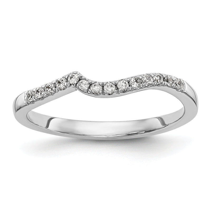 14K Weißgold Diamant-Ring, gewellt