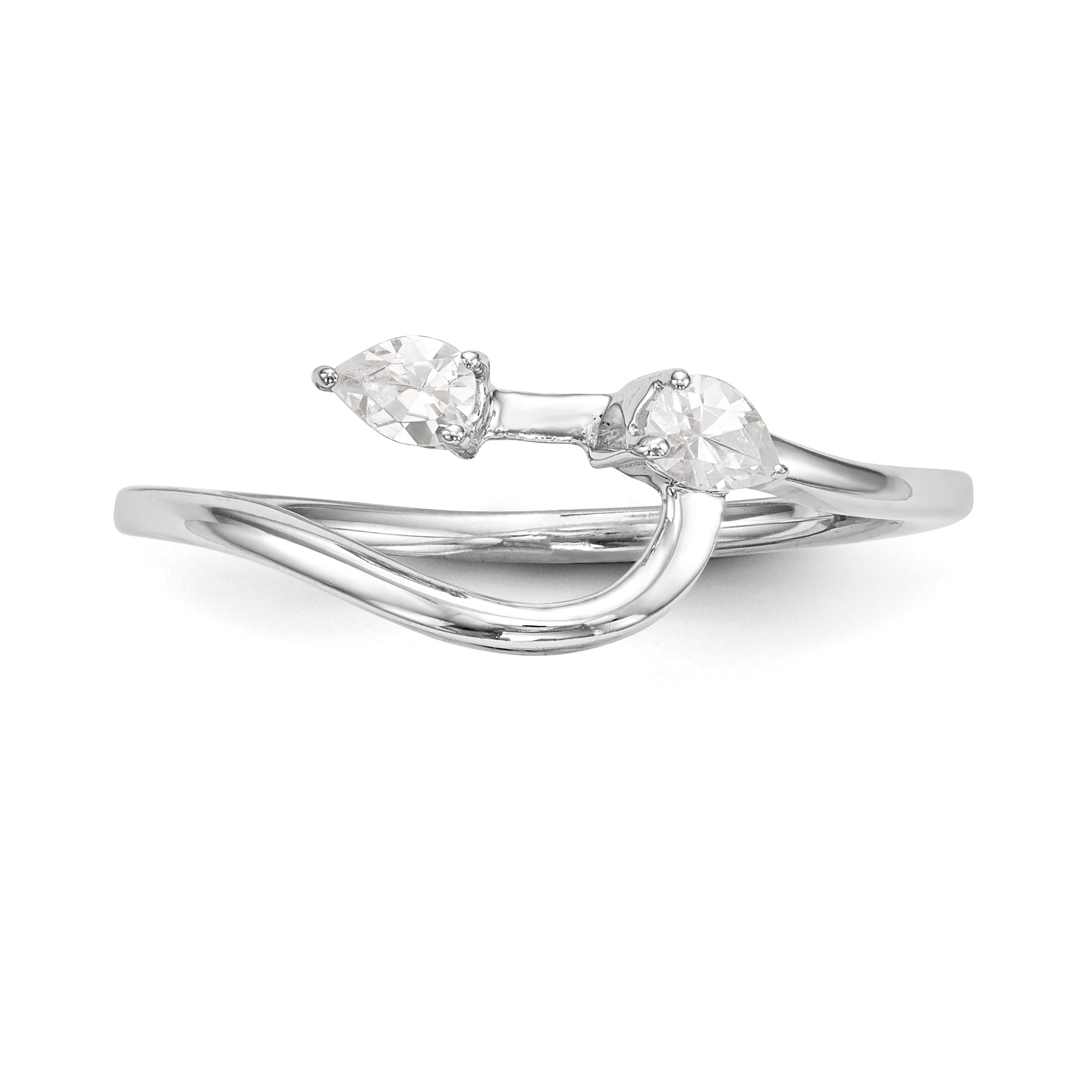 14K Weißgold Ehering mit Diamanten im Tropfen-Schliff