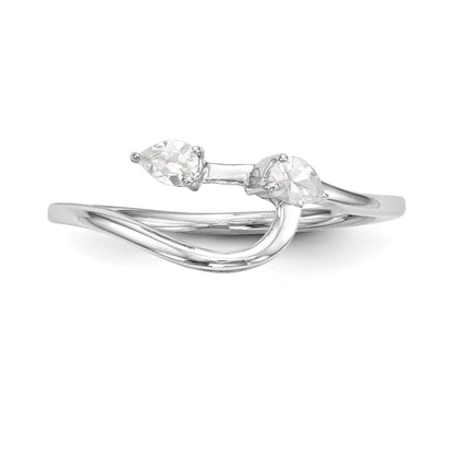 14K Weißgold Ehering mit Diamanten im Tropfen-Schliff