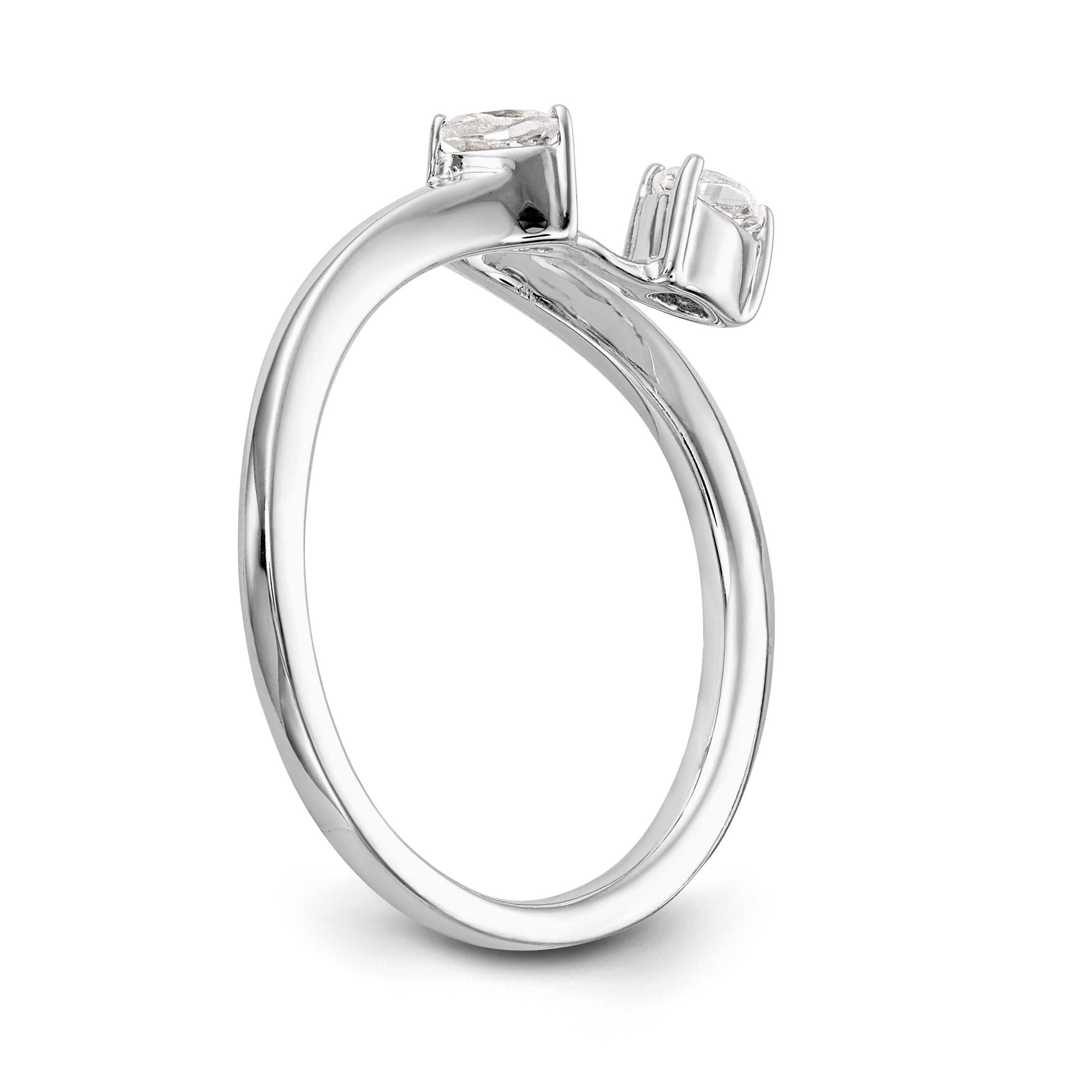 14K Weißgold Ehering mit Diamanten im Tropfen-Schliff