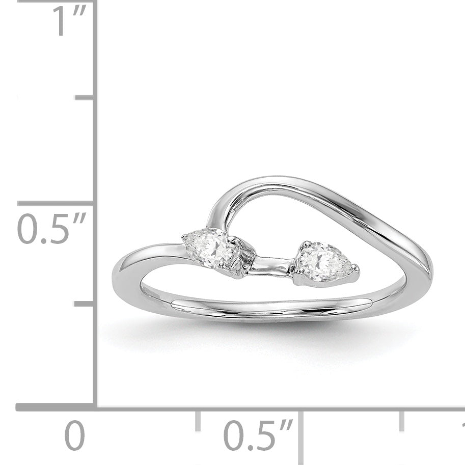 14K Weißgold Ehering mit Diamanten im Tropfen-Schliff