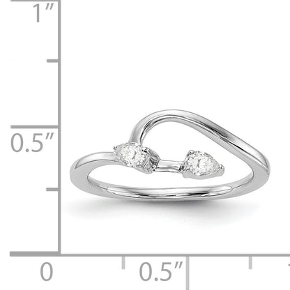 14K Weißgold Ehering mit Diamanten im Tropfen-Schliff