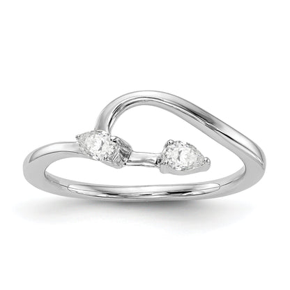 14K Weißgold Ehering mit Diamanten im Tropfen-Schliff