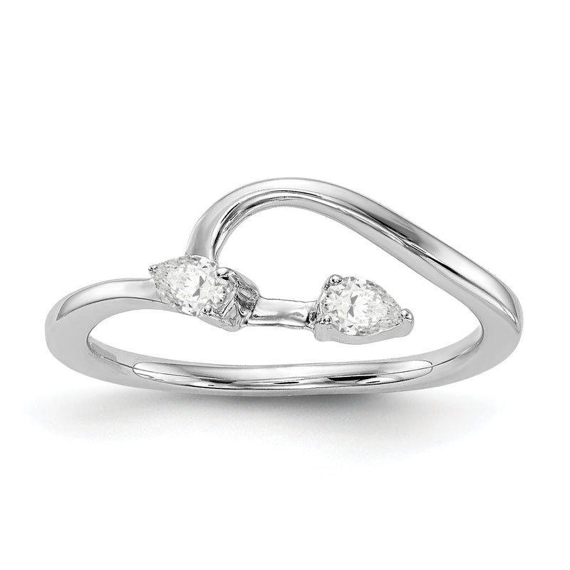 14K Weißgold Ehering mit natürlichen Diamanten im Tropfenschliff