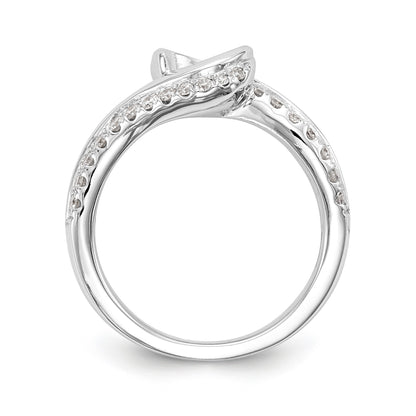 14K Weißgold Verlobungsring mit simulierten Diamanten