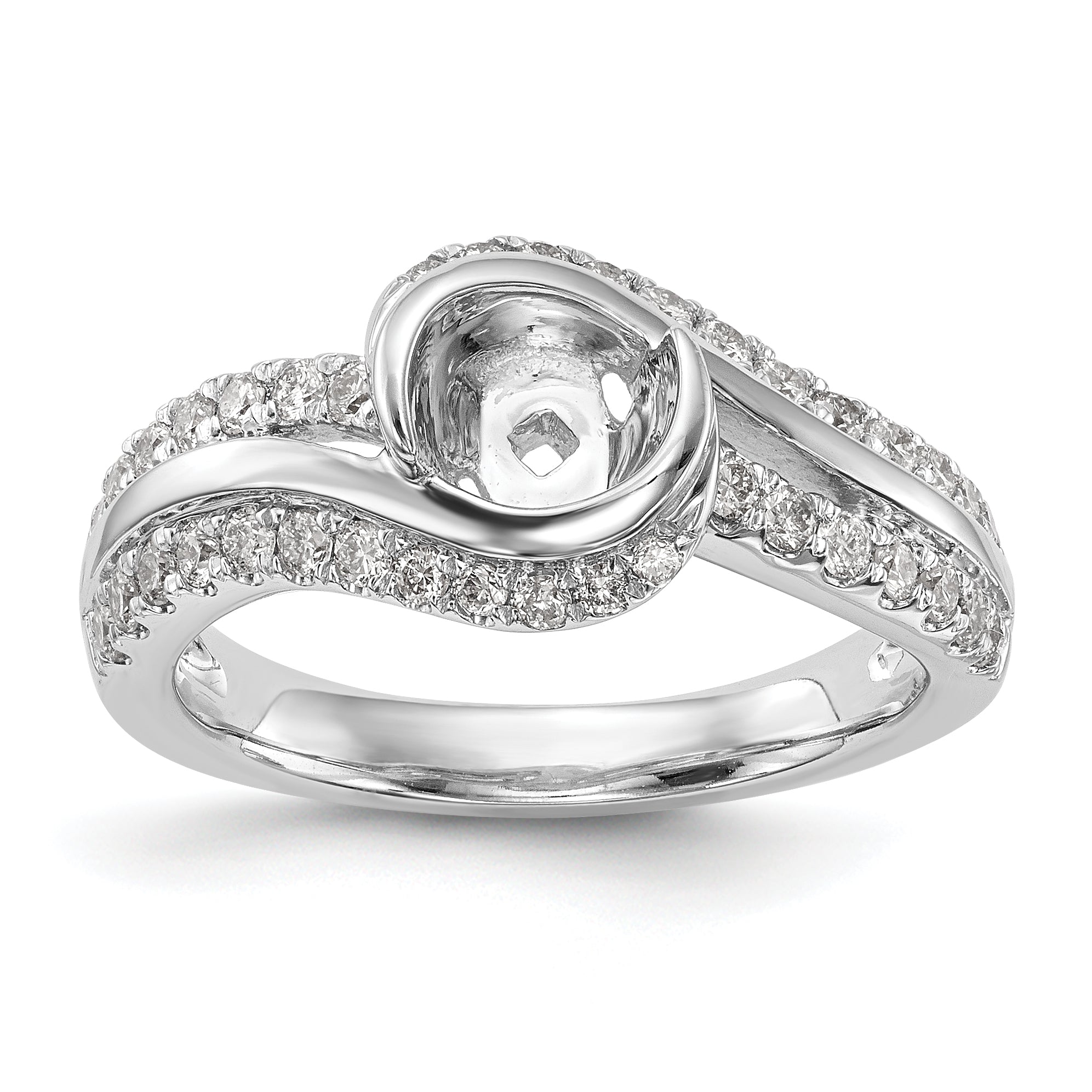 14K Weißgold Verlobungsring mit simulierten Diamanten