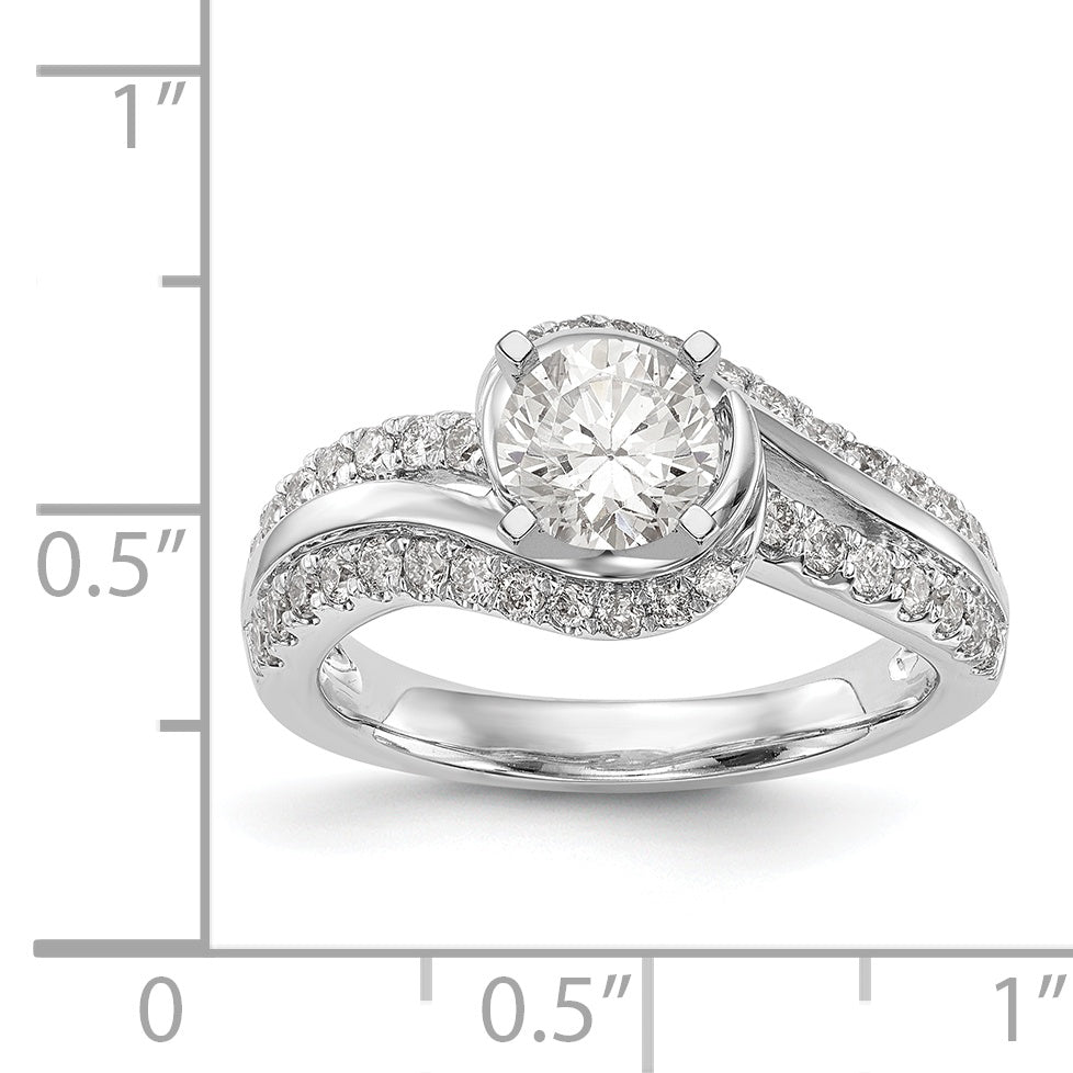 14K Weißgold Verlobungsring mit simulierten Diamanten