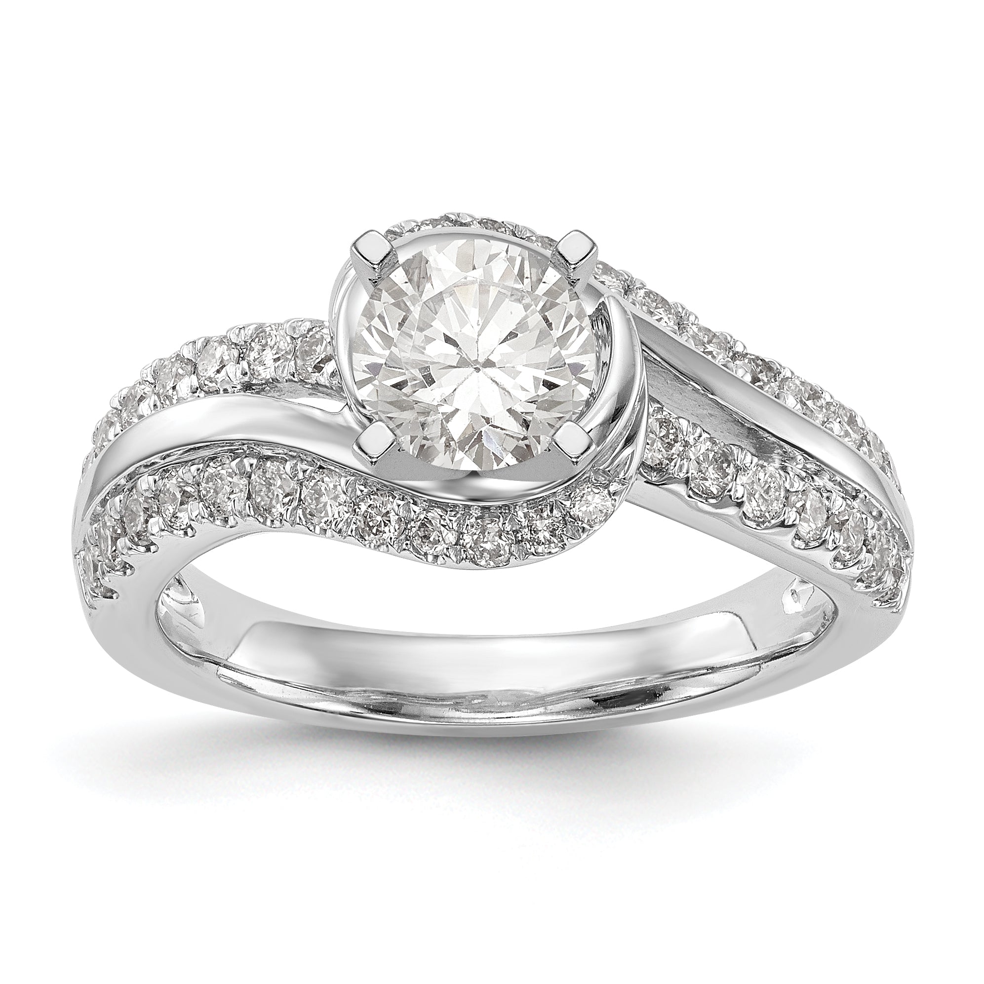 14K Weißgold Verlobungsring mit simulierten Diamanten