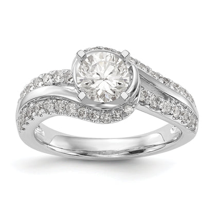 14K Weißgold Verlobungsring mit simulierten Diamanten