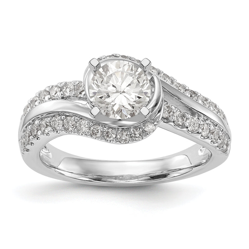 14K Weißgold Verlobungsring mit simulierten Diamanten