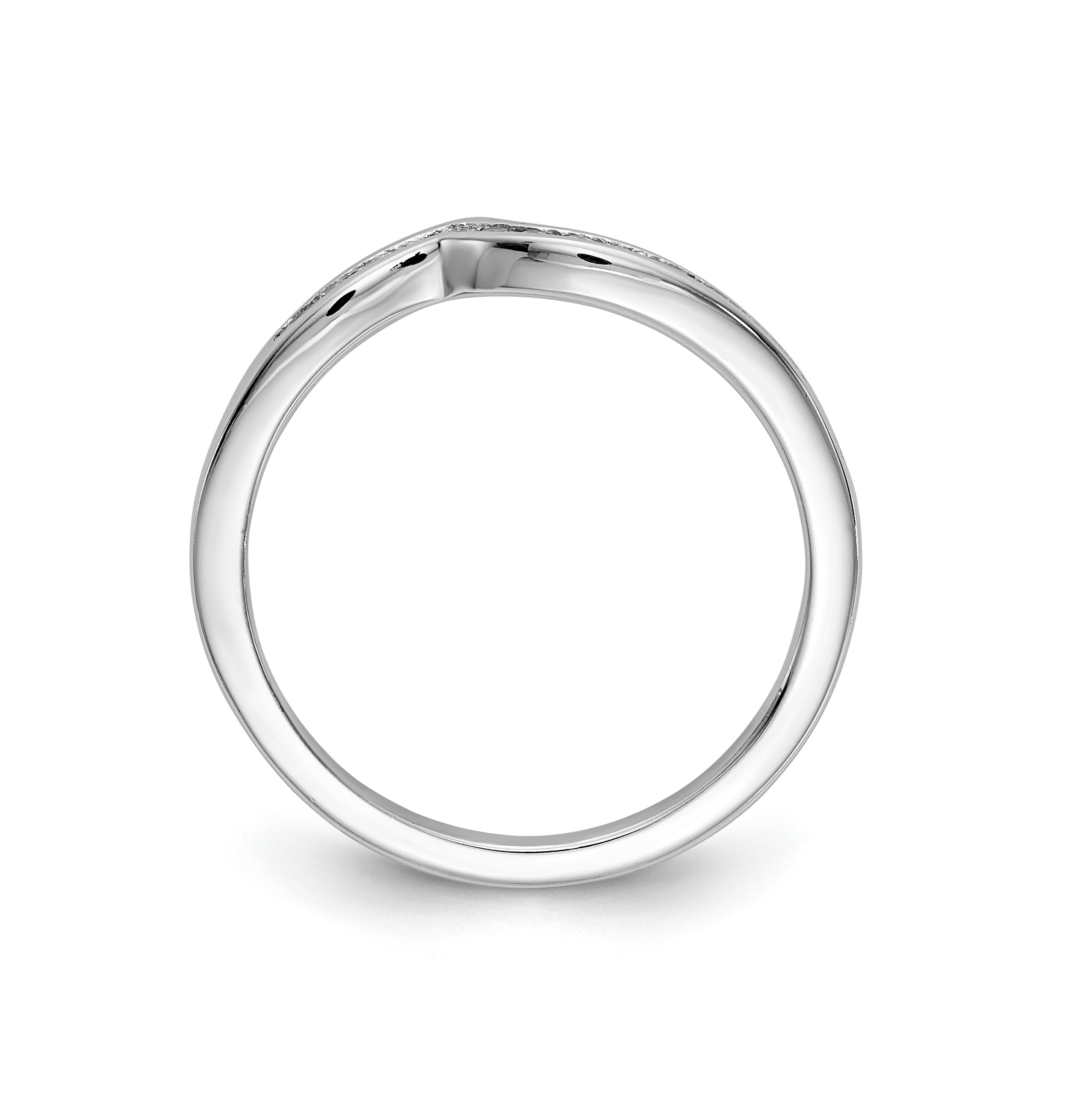 14K Weißgold Diamant-Ehering mit geschwungenem Design