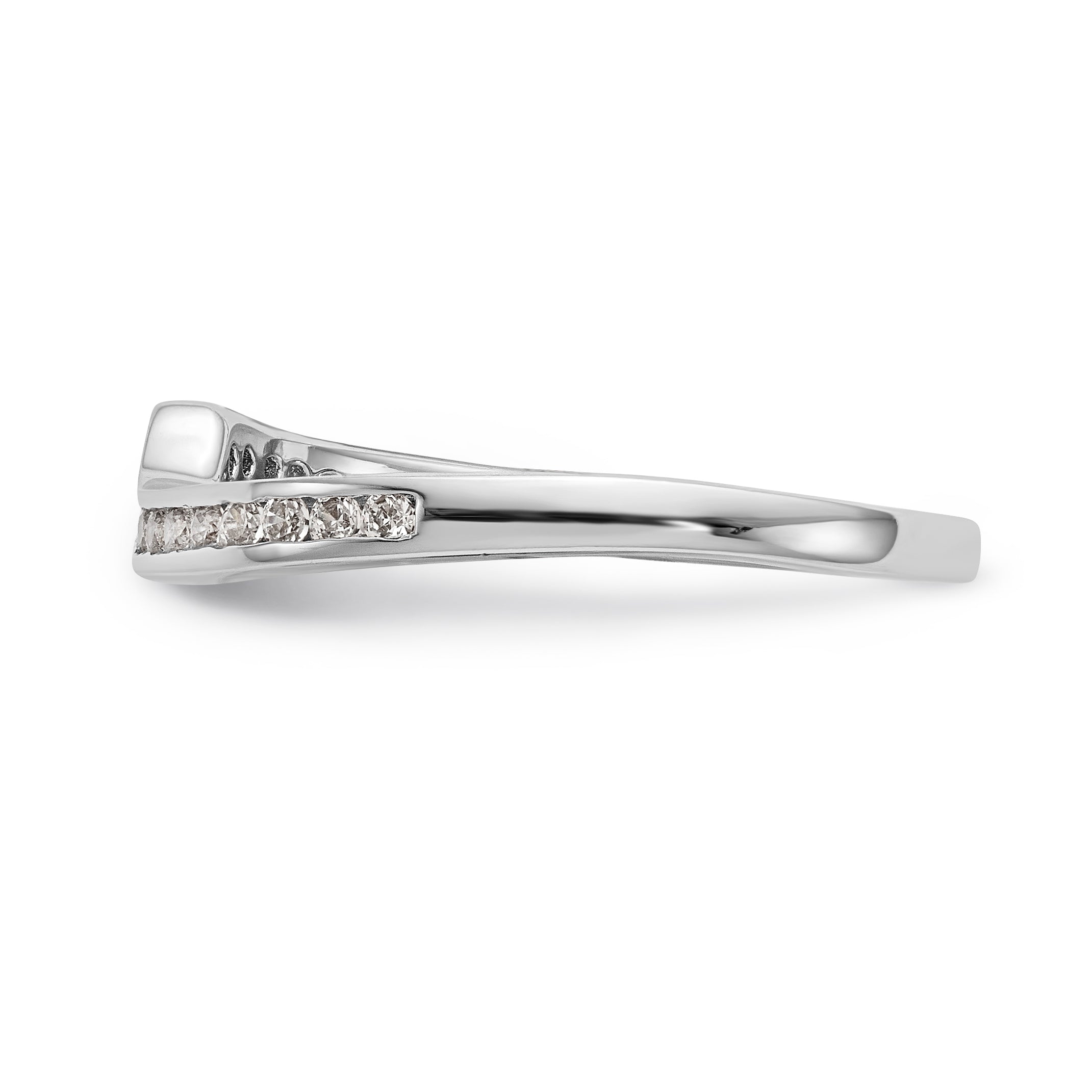 14K Weißgold Diamant-Ehering mit geschwungenem Design