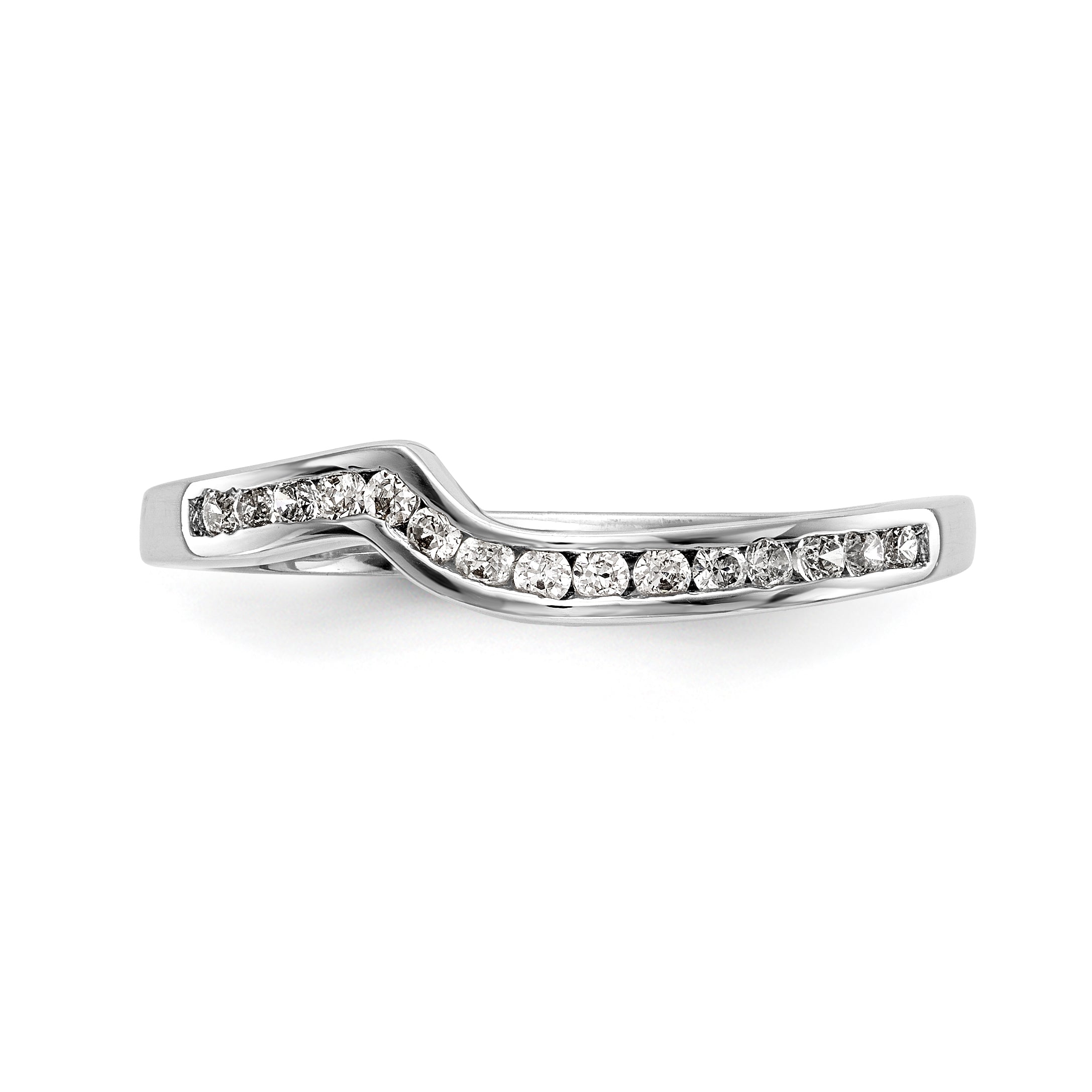 14K Weißgold Diamant-Ehering mit geschwungenem Design