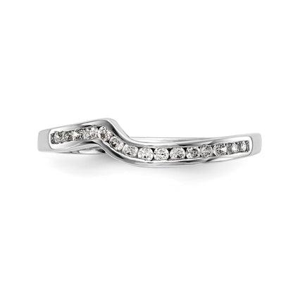 14K Weißgold Diamant-Ehering mit geschwungenem Design