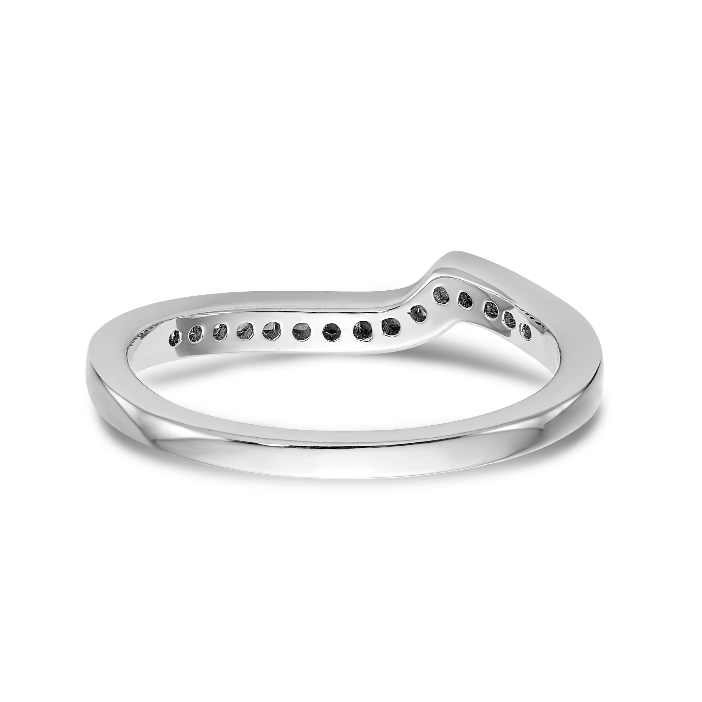 14K Weißgold Diamant-Ehering mit geschwungenem Design