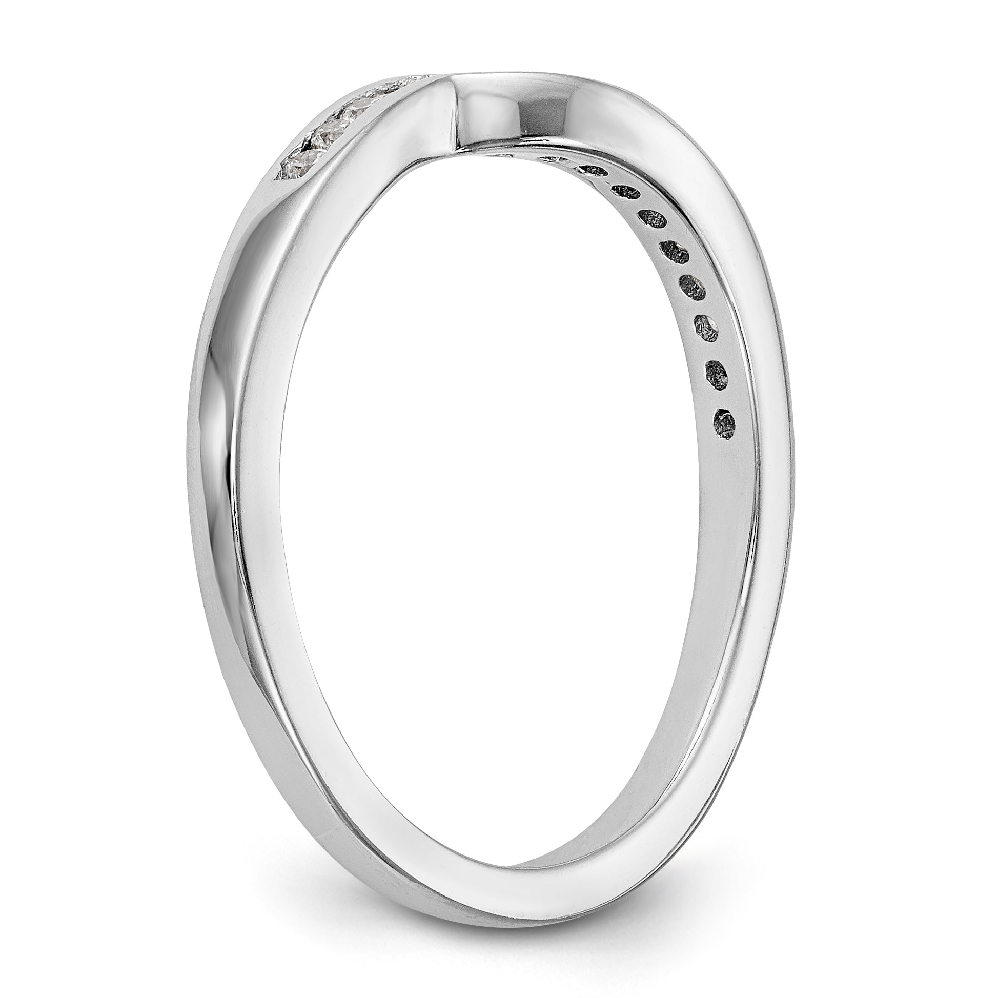 14K Weißgold Diamant-Ehering, gewellt