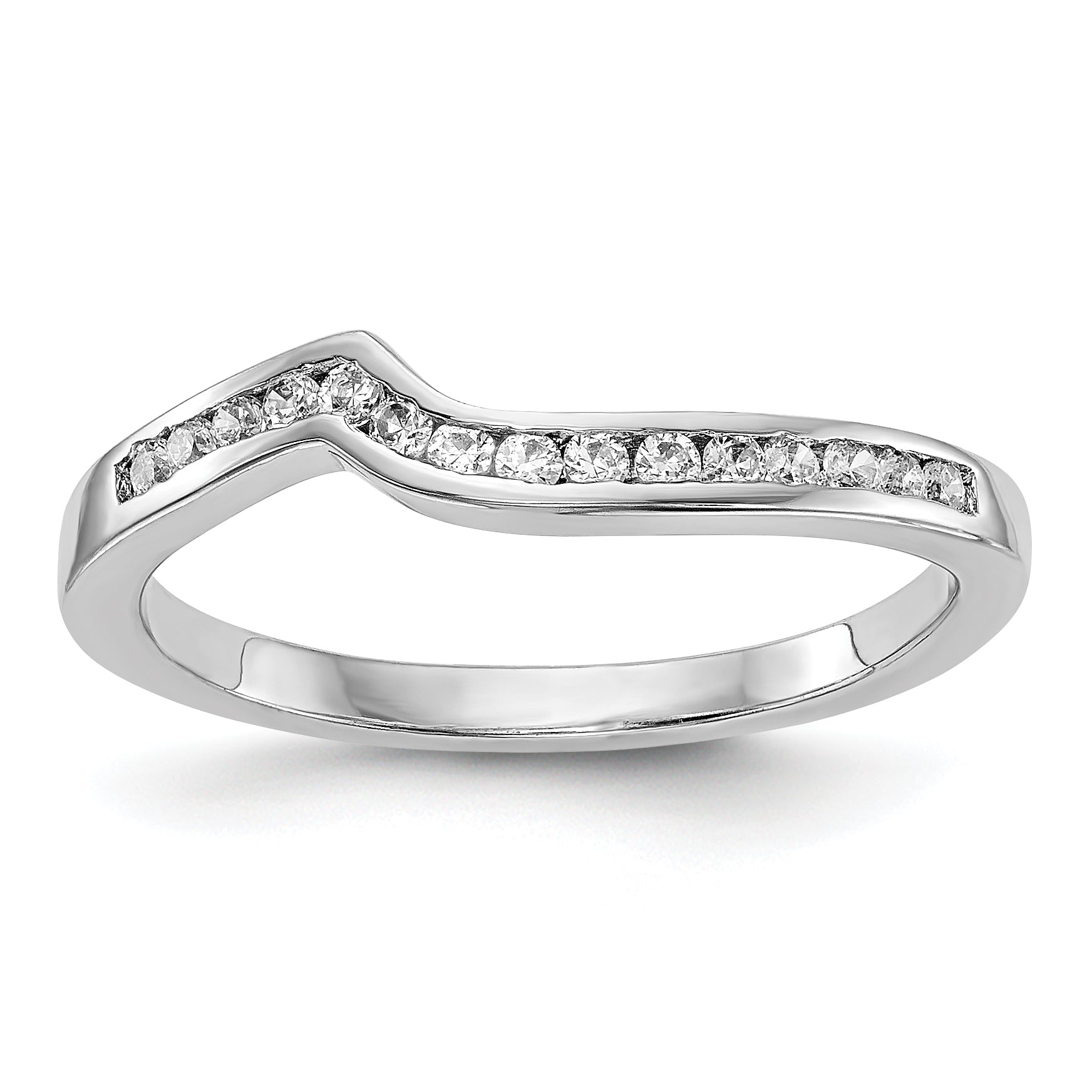 14K Weißgold Diamant-Ehering, gewellt