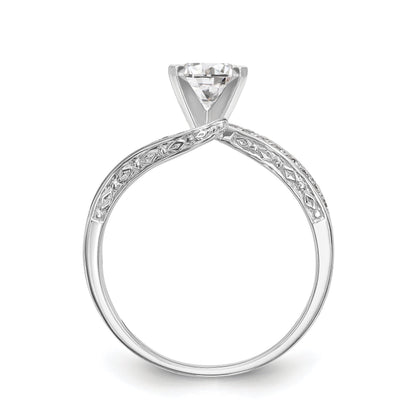 Verlobungsring aus 14K Weißgold mit Krappenfassung, Bypass-Design und simuliertem Diamanten